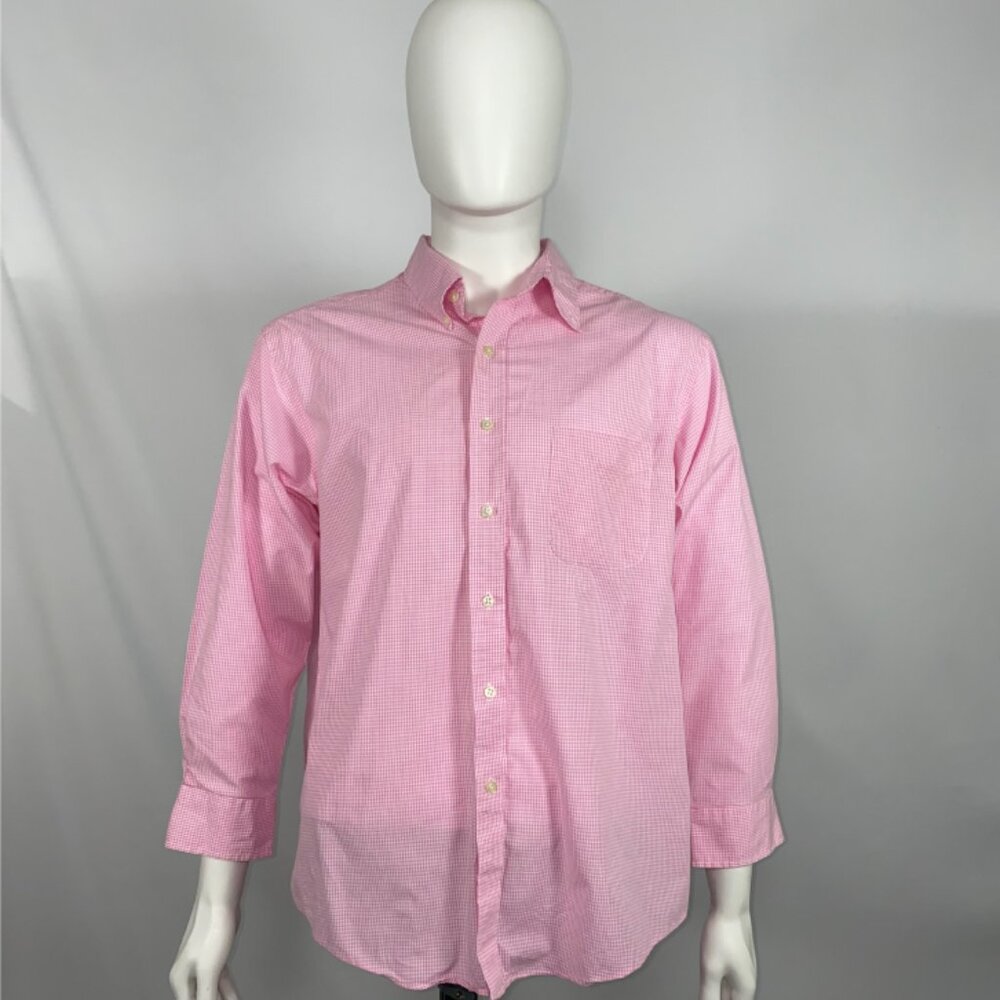 Club Room Regular Fit Performance Shirt Pink And White Size16 1/2 - 32-33